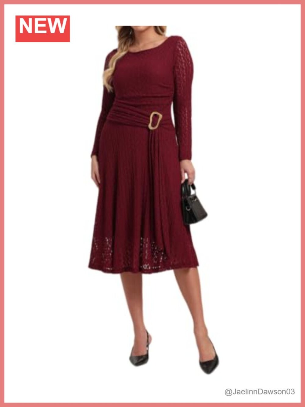Lace Long Sleeve Ruched Cocktail Party Dress with Buckle